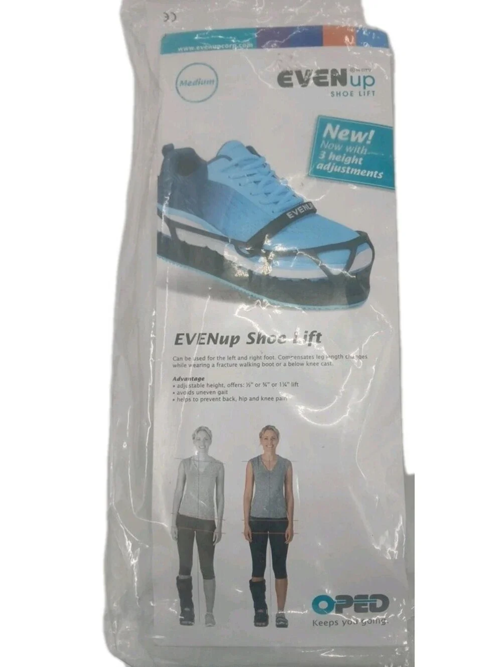 Even Up Shoe Lift Height Adjustable Right or Left Foot Men 8.5-10 Women 9-11 Med